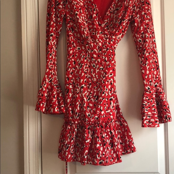 HAUTE SPOT RUFFLE WRAP DRESS - RED. Never worn! - Picture 5 of 5